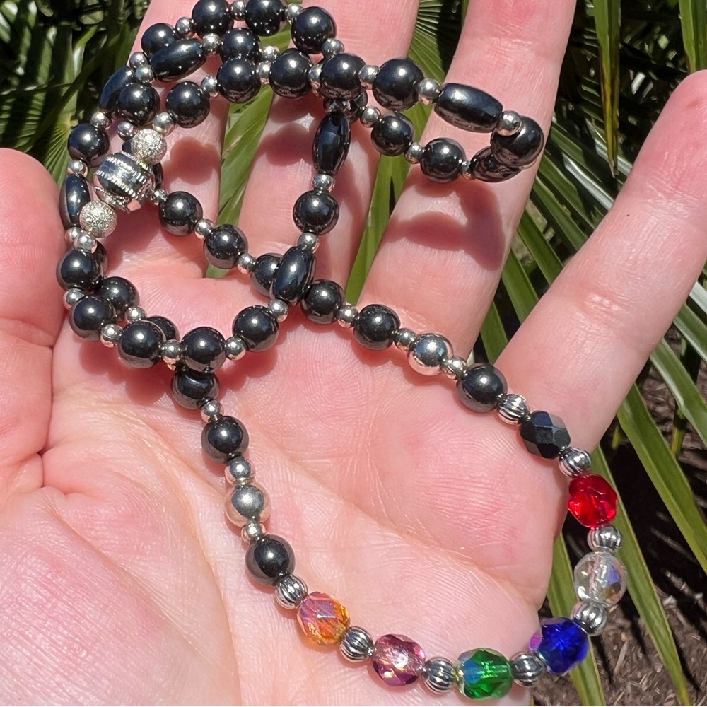 Hematite magnetic necklace 19” chakra